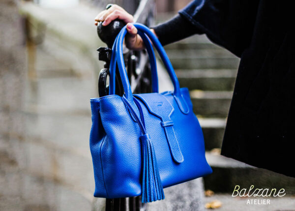 cas femme cuir bleu
