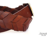 ceinture en cuir tressée chocolat