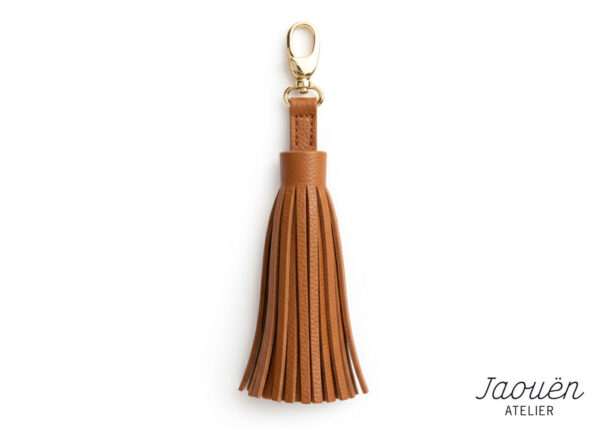 porte-cles-pompon-cuir-camel-mousqueton (1)