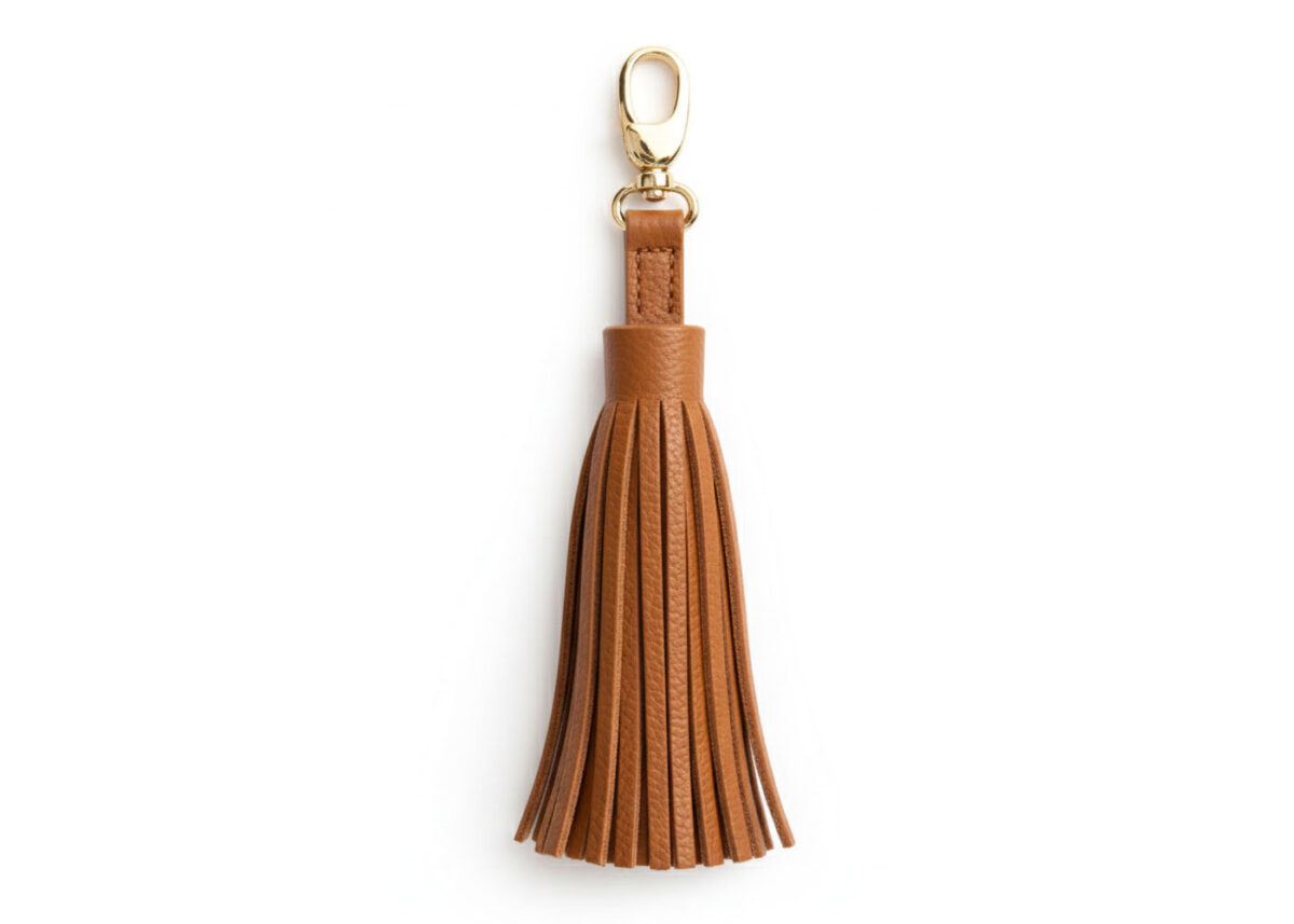 porte-cles-pompon-cuir-camel2-mousqueton